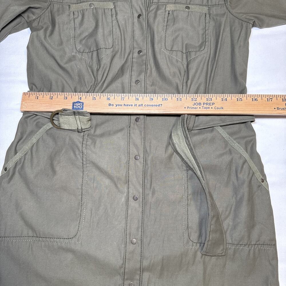 Royal Robbins Snap Front Shirt Dress Belted Olive Green 3/4 Sleeve Womens 4 EUC - Picture 5 of 13